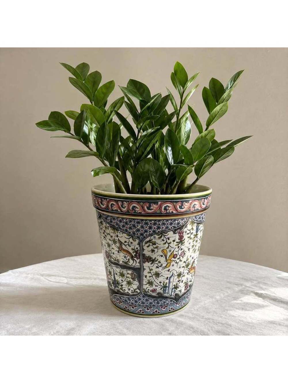 Vintage Estrela de Conimbriga Portugal Hand Painted Faience Planter- Birds